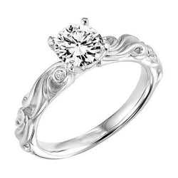 Ronde Echt Diamanten Verlovingsring Met Filigraan 2,50 Ct Witgoud 14K