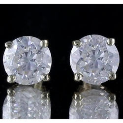 Ronde Echt Diamond Stud Earring Mand Instelling Wit Goud 14K G VS1