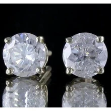 Afbeelding in Gallery-weergave laden, Ronde Echt Diamond Stud Earring Mand Instelling Wit Goud 14K G VS1
