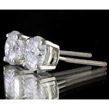 Afbeelding in Gallery-weergave laden, Ronde Echt Diamond Stud Earring Mand Instelling Wit Goud 14K G VS1
