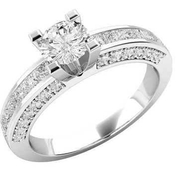 Ronde En Prinses Geslepen 5 Kt Echt Diamanten Solitaire Ring Met Accenten