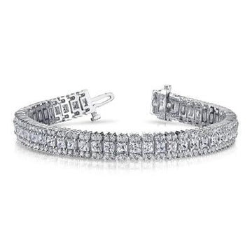 Ronde En Prinses Geslepen Armband Met Fonkelende Echt Diamanten Van 11,50 Ct Witgoud