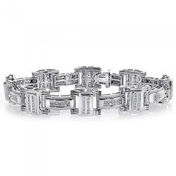 Herenarmband met ronde, uit de aarde gewonnen diamanten, massief Witgoud, 7 Ct