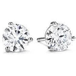 Ronde Geslepen Echt Diamanten Oorknopjes Paar 2 Kt Witgoud 14K Sieraden Nieuw