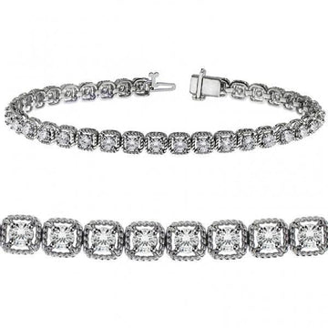 Ronde Griffen Set Echt Diamanten Tennisarmband 7,20 Karaat Witgoud 14K