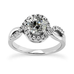 Ronde Halo Oud Geslepen Natuurlijke uit de aarde gewonnen Diamanten Ring Gedraaide Stijl 3.75 Karaat