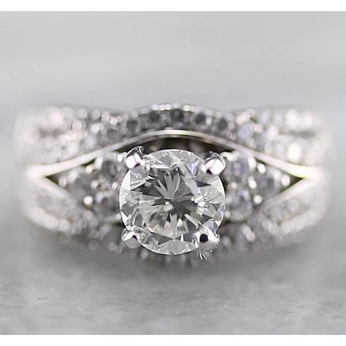 Ronde Jubileumring 2 Karaats Echt Diamant Fancy Wit Goud 14K