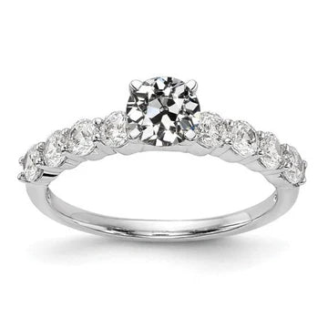 Ronde Jubileumring Oude Europese Echt Diamanten Prong Set 3 Karaat