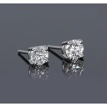 Afbeelding in Gallery-weergave laden, Ronde Natuurlijk Diamond Stud Earring 1,50 Karaat Prong Style Wit Goud 14K
