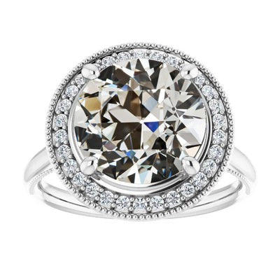 Ronde Old Cut Echt Diamond Halo Ring 14K gouden sieraden 7,50 karaat