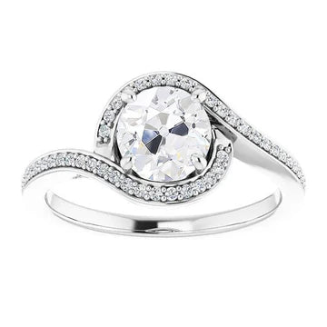 Ronde Old Cut Echt Diamond Halo Ring Met Accenten Prong Set 4,75 Karaat