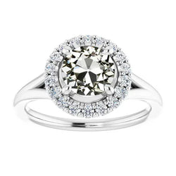 Ronde Old Cut Echt Diamond Halo Ring Split Shank 3,75 karaat