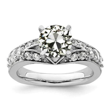 Ronde Old Cut Echt Diamond Ring Split Shank Prong Set 4 Karaat Goud