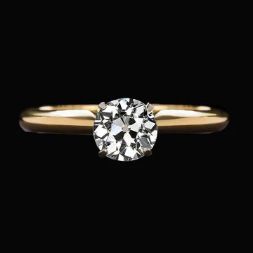 Ronde Old Cut Echt Diamond Solitaire-Jubileumring 2 Karaat Tweekleurig Goud