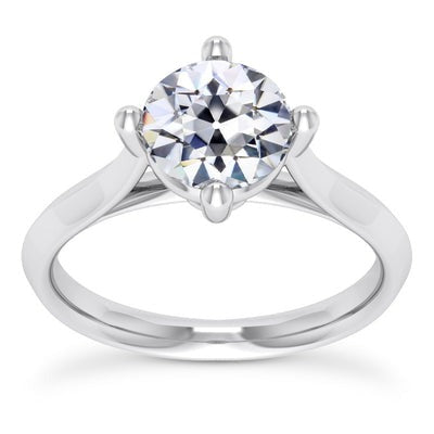 Ronde Old Cut Echt Diamond Solitaire Ring Kathedraal Set 2,50 karaat