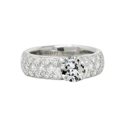 Ronde Oud Mijn Slijpvorm Echte Natuurlijke uit de aarde gewonnen Diamanten Ring Pavé Gezet 14K Goud 3.75 Karaat