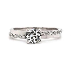 Ronde Old Mine Cut Echt Diamond Ring Prong Set 2,25 Karaat Witgoud
