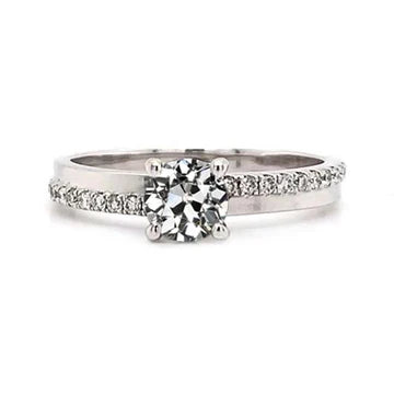 Ronde Old Mine Cut Echt Diamond Ring Prong Set 2,25 Karaat Witgoud