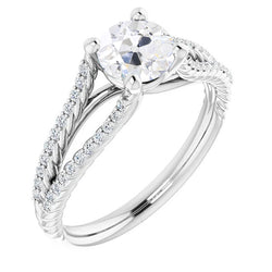Ronde Oud Mijn Slijpvorm Echte Natuurlijke uit de a aarde gewonnen Diamanten Ring Prong Gezet 5.50 Karaat Gedraaide Stijl