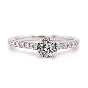Ronde Old Mine Cut Echt Diamond Solitaire Ring Met Accenten 2,25 Karaat