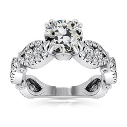 Ronde Oude Mijnwerker Echte Natuurlijke uit de aarde gewonnen Diamanten Fancy Ring Dubbel Prong Gezet 7.50 Karaat
