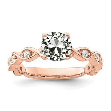 Ronde Old Miner Echt Diamond Ring Infinity Prong Set 2,50 Karaat 14K Goud