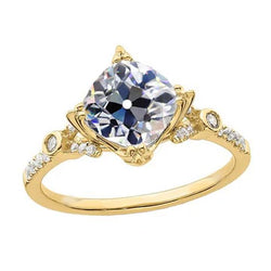 Ronde Oud Geslepen Natuurlijke uit de aarde gewonnen Diamanten Jubileumring Geelgoud 3.75 Karaat