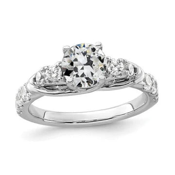 Ronde Oud Geslepen Echt Diamanten Ring Met Accenten Trellis Set 2,75 Karaat