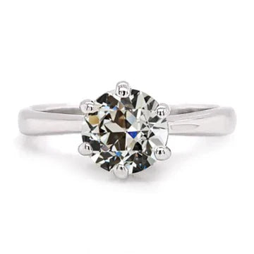 Ronde Oude Europese Solitaire-Jubileumring 14K Witgoud 2 Karaat Echt Diamant