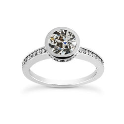 Ronde Oude Geslepen Echt Diamanten Verlovingsring Bezel Set Goud 2,50 Karaat