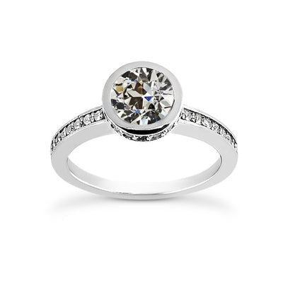 Ronde Oude Geslepen Echt Diamanten Verlovingsring Bezel Set Goud 2,50 Karaat