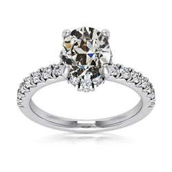 Ovale Oud Geslepen Natuurlijke uit de aarde gewonnen Diamanten Verlovingsring Dames Sieraden 5.75 Karaat