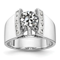 Ronde Oud Mijn Slijpvorm Echte Natuurlijke uit de aarde gewonnen Diamanten Fantasie Ring Kanaalgezet 3 Karaat Sieraden
