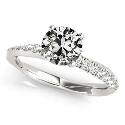 Ronde Old Mine Cut Natuurlijke uit de aarde gewonnen Diamanten Ring met Vissestaartzetting 14K Goud 3.50 Karaat
