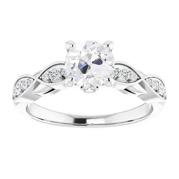 Ronde Oude Mijn Geslepen Echt Diamanten Ring Infinity Stijl Prong Set 3 Karaat