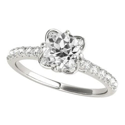 Ronde Oud Mijn Slijpsel Echte Natuurlijke uit de aarde gewonnen Diamanten Verlovingsring 3.50 Karaat