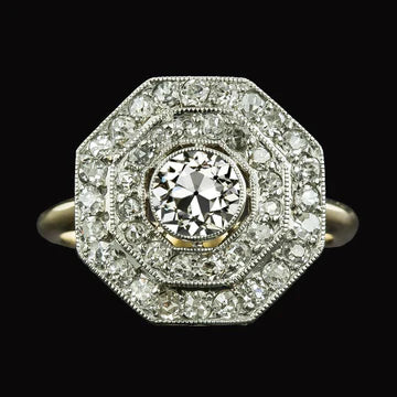 Ronde Oude Mijnwerker Echt Diamant Dubbele Halo Ring 5 Karaat Dames Sieraden