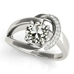 Ronde Oude Mijnwerker Echte Natuurlijke uit de aarde gewonnen Diamanten Fantasie Ring 14K Witgoud 6 Karaat