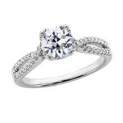Ronde Oude Mijnwerker Natuurlijke uit de aarde gewonnen Diamanten Ring 14K Gouden Gespleten Schacht 4 Karaat Sieraden