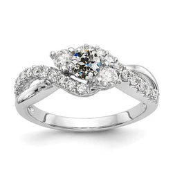 Ronde Oude Mijnwerker Echt Diamanten Ring 3 Stenen Stijl Gedraaide Schacht 2,75 Karaat