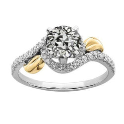Natuurlijke Diamanten Ring 4ct - Tweekleurig 14K Goud