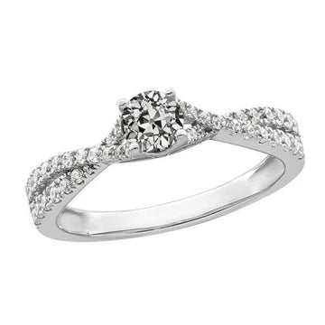 Ronde Oude Mijnwerker Echt Diamanten Ring Twisted Prong Set 3 Karaat Gouden Sieraden