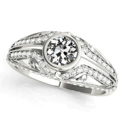 Ronde Oude Mijnwerker Echt Diamanten Ring Vintage Stijl Bezel Set 3,50 Karaat