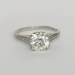 Ronde Oude Mijnwerker Echt Diamanten Solitaire Ring Vintage Stijl 1,50 Karaat