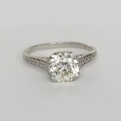 Ronde Oude Mijnwerker Echt Diamanten Solitaire Ring Vintage Stijl 1,50 Karaat