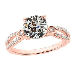 Ronde Oude Mijnwerker Echte Natuurlijke uit de aarde gewonnen Diamanten Trouwring Split Shank 3.75 Karaat Goud