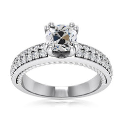 Kussen Oude Mijnwerker Echte Natuurlijke uit de aarde gewonnen Diamanten Trouwring Pavé Gezette Sieraden