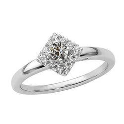 Ronde Oude Mijnwerker Echt Diamond Halo Ring Prong Kite Stijl 2 Karaat Sieraden