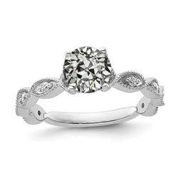 Ronde Oude Mijnwerker Echt Diamond Ring Prong Set 2,50 Karaat Dames Sieraden