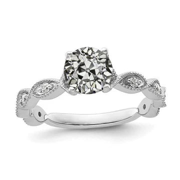 Ronde Oude Mijnwerker Echt Diamond Ring Prong Set 2,50 Karaat Dames Sieraden